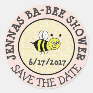 Baby shower Bumble Bee Sticker Sla de datum op