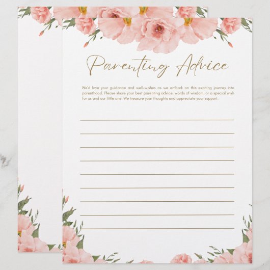 Baby shower Bundle - Ouderschap advies Briefhoofd (Voorkant / Achterkant)