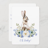 Baby shower Bunny aquareluitnodiging Kaart (Voorkant / Achterkant)