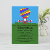 Baby shower Bunny Balloon #3 Uitnodiging Kaart (Staand voorkant)