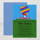 Baby shower Bunny Balloon #3 Uitnodiging Kaart (Voorkant / Achterkant)