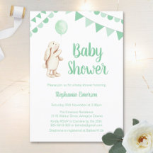 Baby shower Bunny & Balloon Green