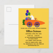 Baby shower Bunny Carrot Car#3 Uitnodiging Briefka (Voorkant / Achterkant)