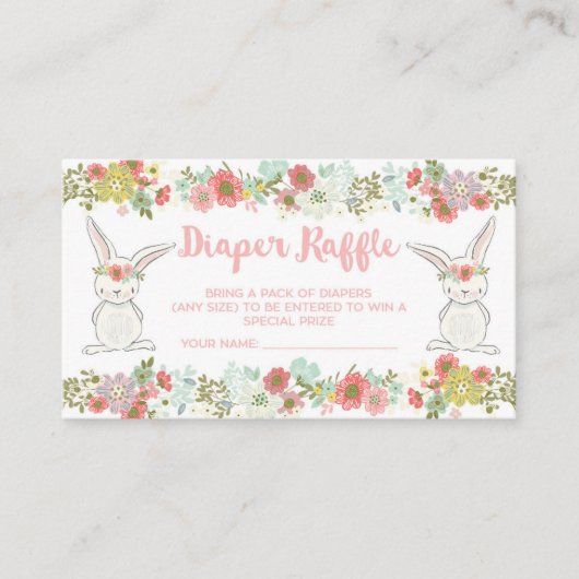 baby shower Bunny Diaper Raffle Card Informatiekaartje (Voorkant)