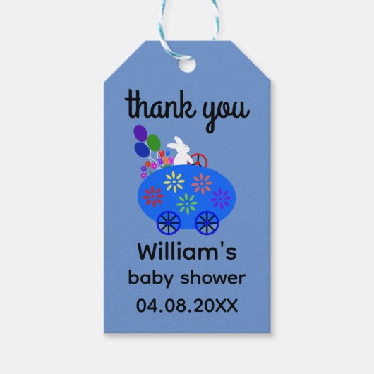 Baby shower Bunny Egg Car #2 Gift Label Cadeaulabel (Voorkant)