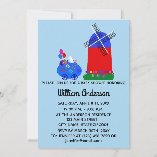 Baby shower Bunny Egg Car #4-2 Uitnodiging Kaart (Voorkant)