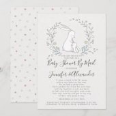 Baby shower Bunny Floral Couple e per mail Kaart (Voorkant / Achterkant)