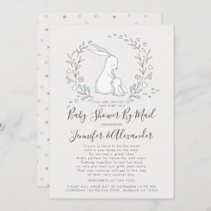 Baby shower Bunny Floral Couple e per mail Kaart