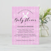 Baby shower Bunny Paarse Baby shower Kaart (Staand voorkant)