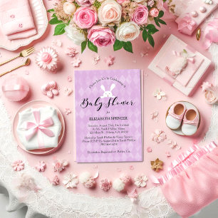 Baby shower Bunny Paarse Baby shower Kaart