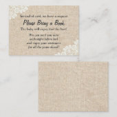 Baby shower Burlap & Lace Book Request Insert Informatiekaartje (Voorkant / Achterkant)