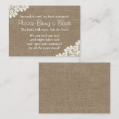 Baby shower Burlap & Lace Breng een boek aanvraag Informatiekaartje (Voorkant / Achterkant)