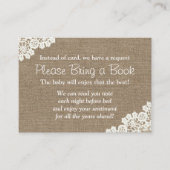 Baby shower Burlap & Lace Breng een boek aanvraag Informatiekaartje (Voorkant)