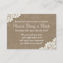 Baby shower Burlap & Lace Breng een boek aanvraag Informatiekaartje