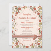 Baby Shower | Butterflies & Blossoms Poetic Floral Kaart (Voorkant)