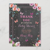 Baby shower Butterfly Hartelijk dank Kaart (Voorkant / Achterkant)