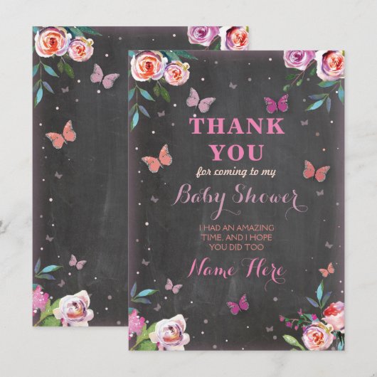Baby shower Butterfly Hartelijk dank Kaart (Voorkant / Achterkant)