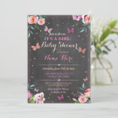 baby shower Butterfly Het is een meisje of tweelin Kaart (Staand voorkant)