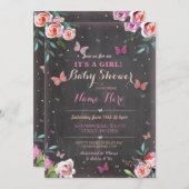 baby shower Butterfly Het is een meisje of tweelin Kaart (Voorkant / Achterkant)