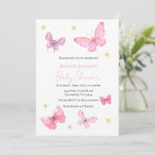 Baby shower Butterfly Invitation, Girl Kaart (Staand voorkant)