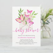 Baby shower Butterfly Pink Floral Envelope Kaart (Staand voorkant)