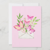Baby shower Butterfly Pink Floral Envelope Kaart (Achterkant)