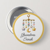 Baby shower Button met mobiel - jouw naam toevoege (Voorkant /achterkant)