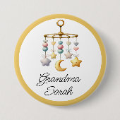 Baby shower Button met mobiel - jouw naam toevoege (Voorkant)