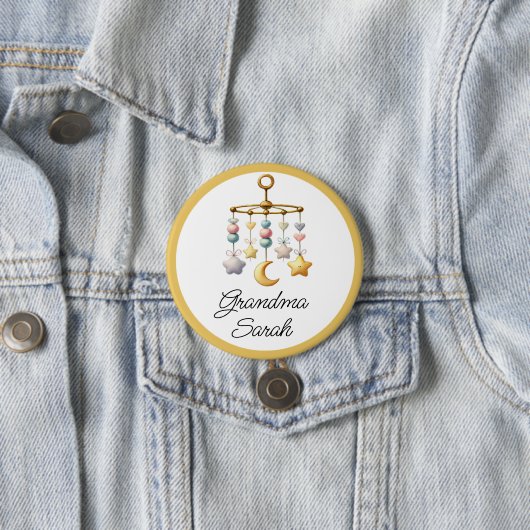 Baby shower Button met mobiel - jouw naam toevoege (In situ)