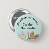 Baby shower Button- Reizen thema Ronde Button 5,7 Cm (Voorkant /achterkant)