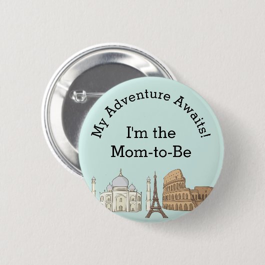 Baby shower Button- Reizen thema Ronde Button 5,7 Cm (Voorkant /achterkant)