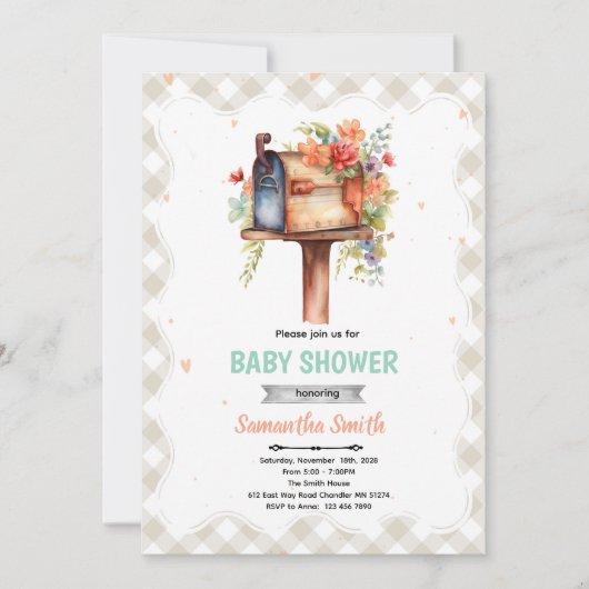 Baby Shower By Mail feest uitnodiging (Voorkant)