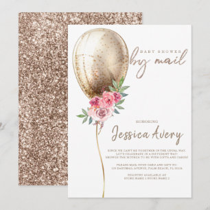 Baby shower by Mail Luxury Beige Balloon Glitter Kaart