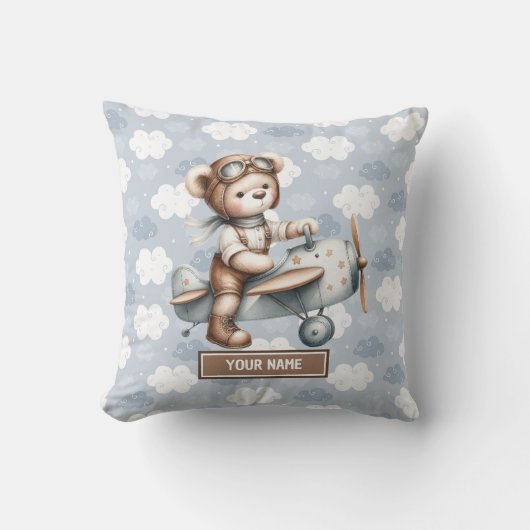 Baby shower Cadeau Gepersonaliseerde Teddy Bear Pi Kussen (Voorkant)