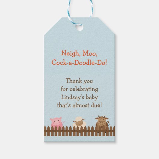 Baby shower Cadeau Label met Boerderijdieren Cadeaulabel (Voorkant)