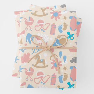 Baby shower cadeaupapier (set van 3 vellen)