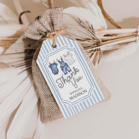 Baby Shower Cadeautag van Blauwe Spijkerstof Cadeaulabel
