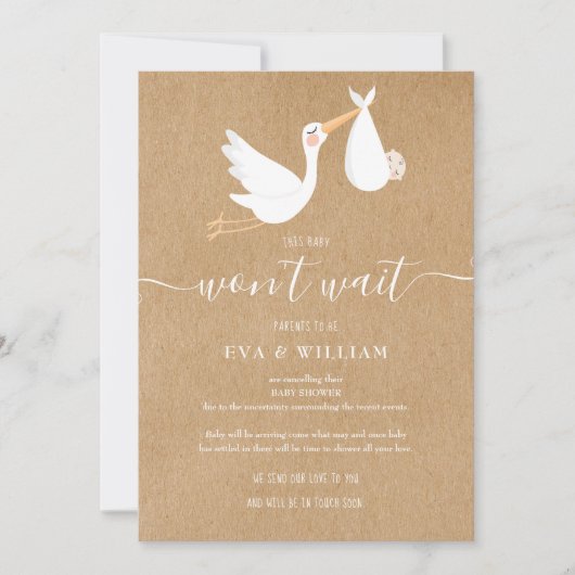 Baby Shower, Cancelkaart voor de feestelijke verzo Kaart (Voorkant)