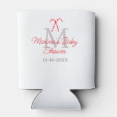Baby shower candy cane Christmas holiday monogram  Blikjeskoeler (Achterkant)