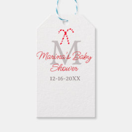 Baby shower candy cane Christmas holiday monogram  Cadeaulabel