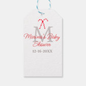 Baby shower candy cane Christmas holiday monogram Cadeaulabel (Achterkant)