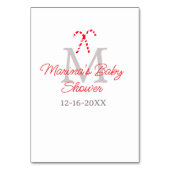 Baby shower candy cane Christmas holiday monogram  Kaart (Achterkant)