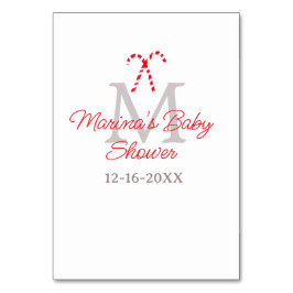 Baby shower candy cane Christmas holiday monogram  Kaart