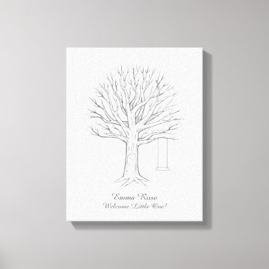Baby shower Canvas Thumbprint Tree Gastenboek (Voorkant)