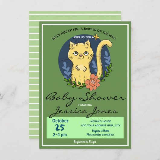Baby shower Cat Kitten Cute Kaart (Voorkant / Achterkant)
