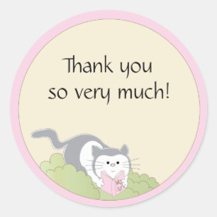 Baby shower "Cat/Roze/Boek" Stickers 1 1/2" of 3"