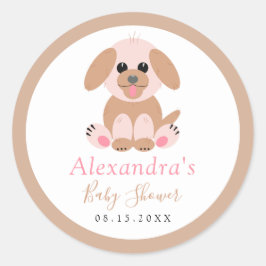 Baby shower Celebratie Aangepaste neutrale puppy Ronde Sticker