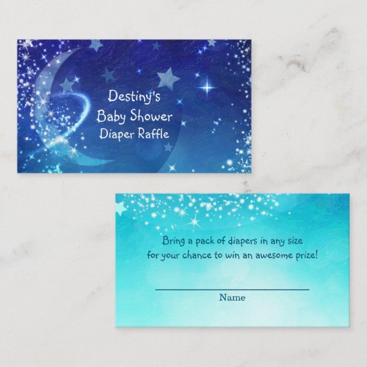 Baby shower Celestial Moon Sparkle DIAPER RAFFLE Informatiekaartje (Voorkant / Achterkant)
