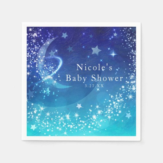 Baby shower Celestial Moon Sparkle Sky Custom Servet (Voorkant)