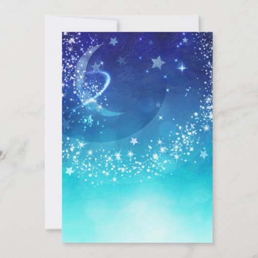 Baby shower Celestial Moon Sparkle Sky Invitations Kaart (Achterkant)